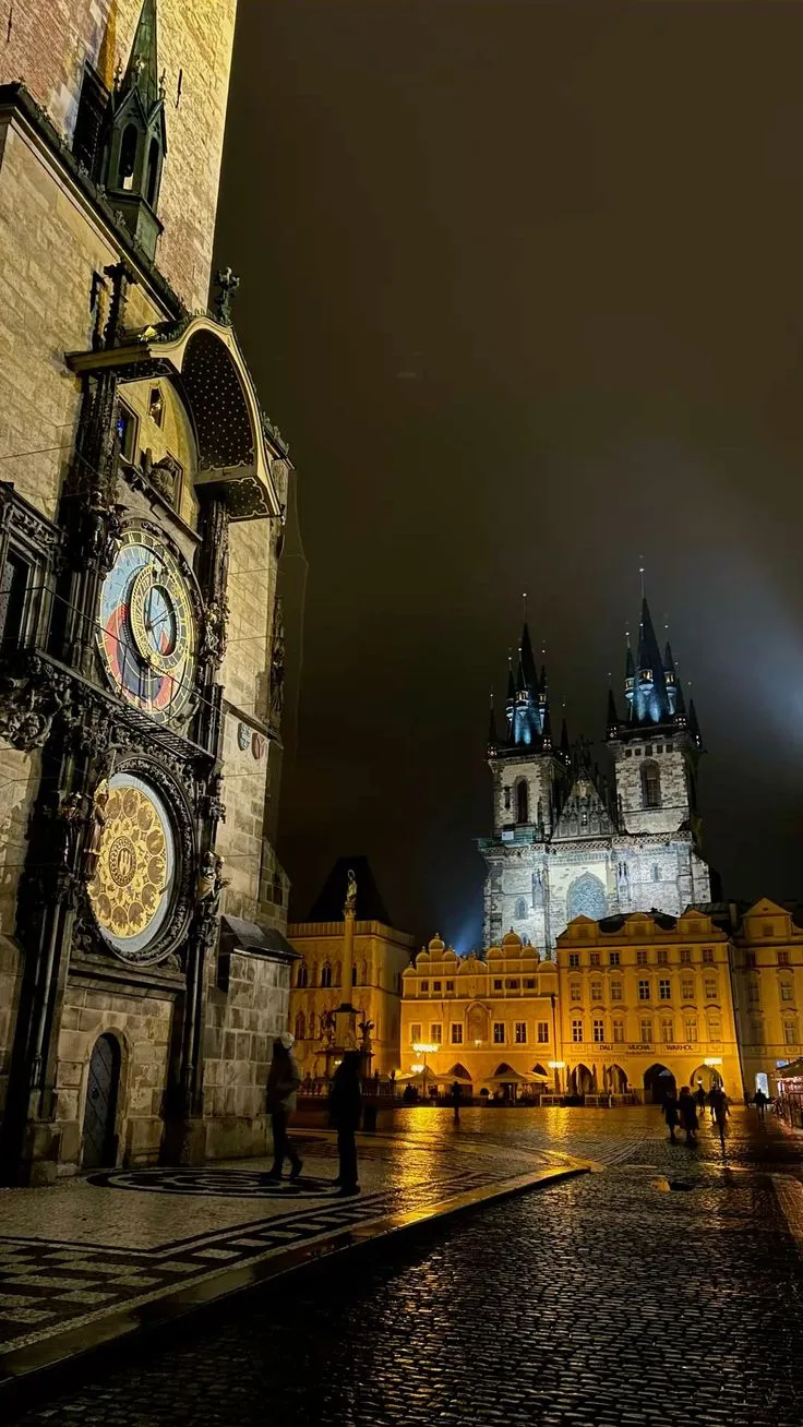 Old Town Square at night